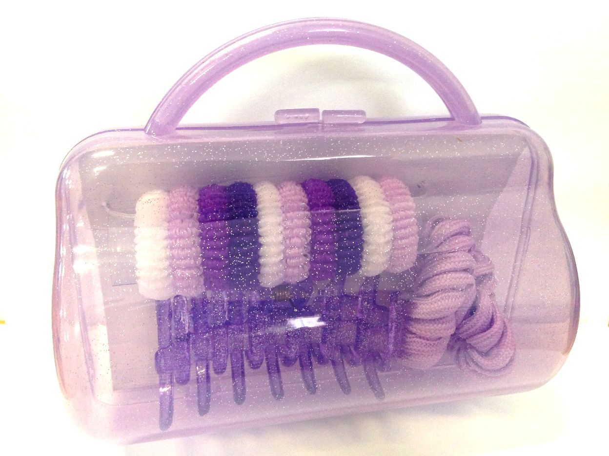 Kid Sparkling Hair Accessory Set Kit - Purple Bag
