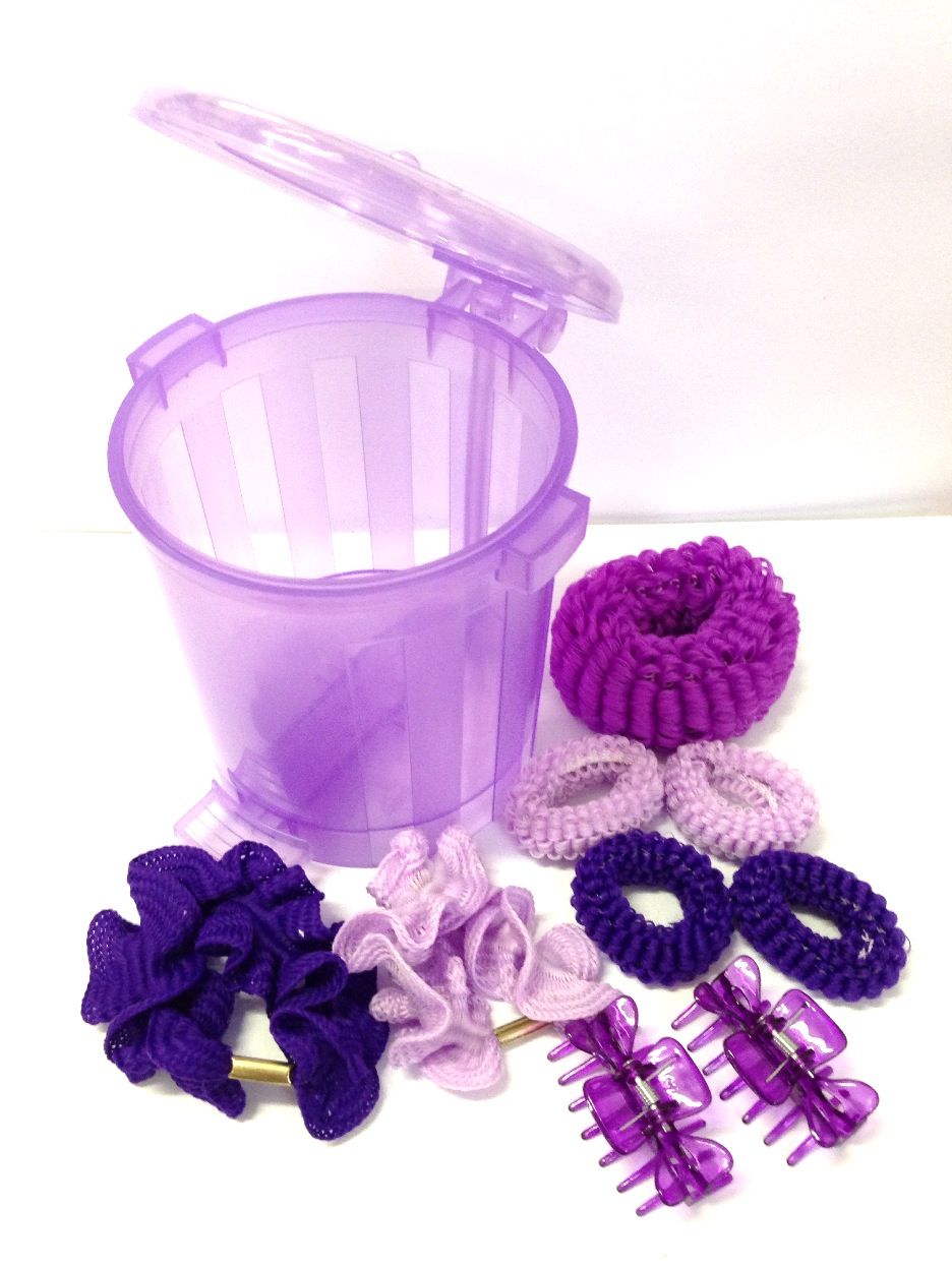 Kid Sparkling Hair Accessory Set Kit - Purple Basket